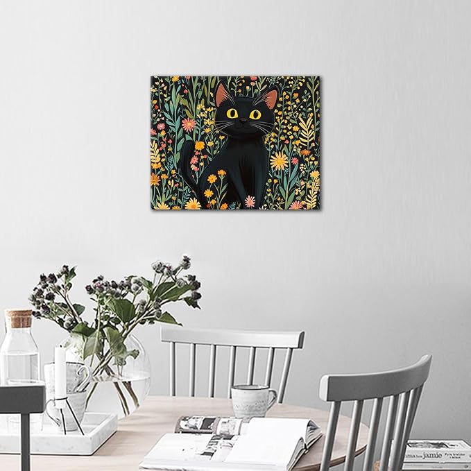TUMOVO Adult Paint by Number Black Cat Painting by Numbers on Canvas