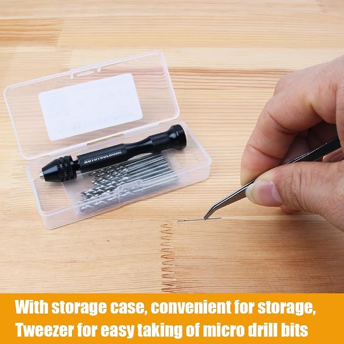 Precision Pin Vise Hand Drill Manual w/Micro Twist Drill Bits Set 0.5-3.0mm