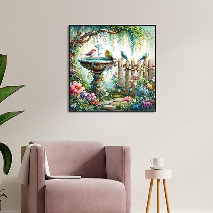 Diamond Art Kits for Adults,Garden Birds Diamond Painting Kits 14 x 14in