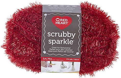 Red Heart Scrubby Sparkle Yarn, Strawberry