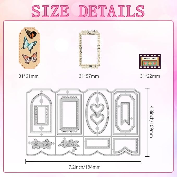 Folding Greeting Card Cutting Dies Card Making Die Cut Label Carbon Steel Die Cuts Stencils Blessing Card Scrapbooking Embossing Template Dies for Birthday Mother's Day Craft Album Decor
