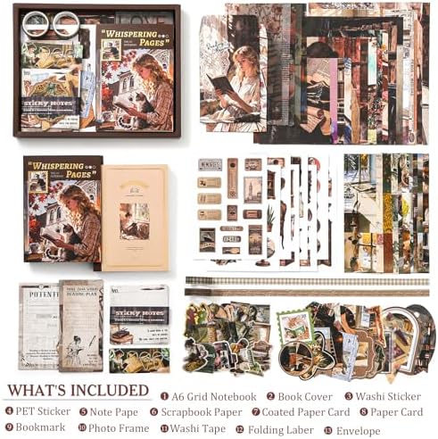 Scrapbook Supplies Kit, Cottagecore Aesthetic Junk Journal Scrapbook Kit