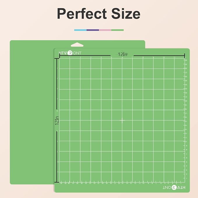 HTVRONT Standard Stickness Cutting Mats, 12x12, 5 Pack | Compatible with Cricut Maker 3/Maker 4/Maker/Explore 3/4/5/Air 2/One, Standard Adhesive Sticky, Green
