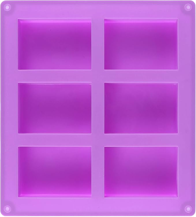 KINJOEK 6 Packs 4oz Rectangular Silicone Soap Molds, 36 Cavity Purple Silicone Soap Making Molds Bulks, Soap Mold for Soap Making Handmade DIY Scented Candles