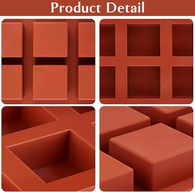 JOERSH Square Cake Silicone Molds, 3 Pack, 2" x 2" x 1"