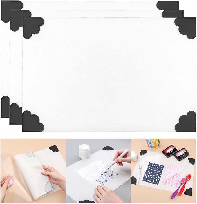 BAOFALI 3Pcs/Set Non-Stick Craft Mat; Heat Resistant Media Surface Mat with Weighted Reinforced Corners for All Stamping, Ink Blending, Stenciling Scrapbooking Craft Projects (15.75x10.24inch)