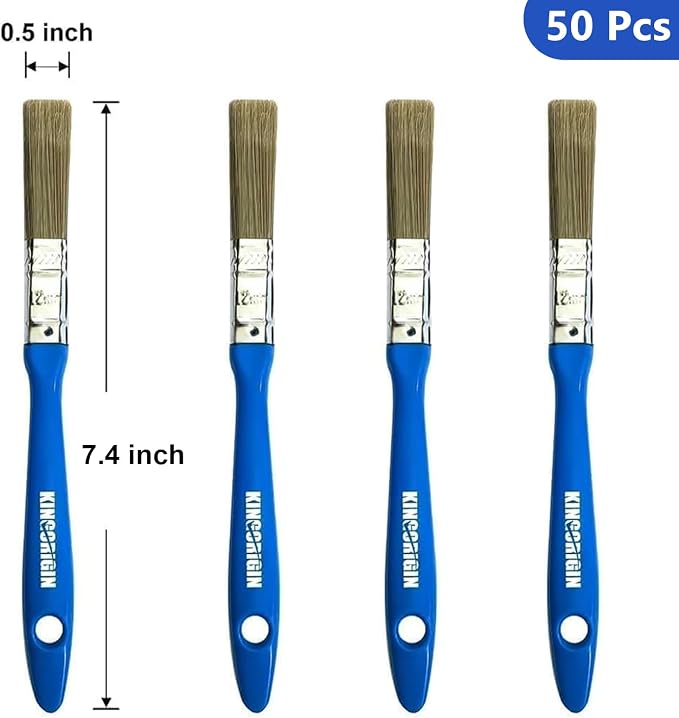 King Origin Small Paint Brush Set, 50 PCS, 1/2 Inch (13mm) | Trim Paint Brushes for Detailed Painting, Edges, Touch-Ups, Crafts, Art, Furniture, DIY Painting