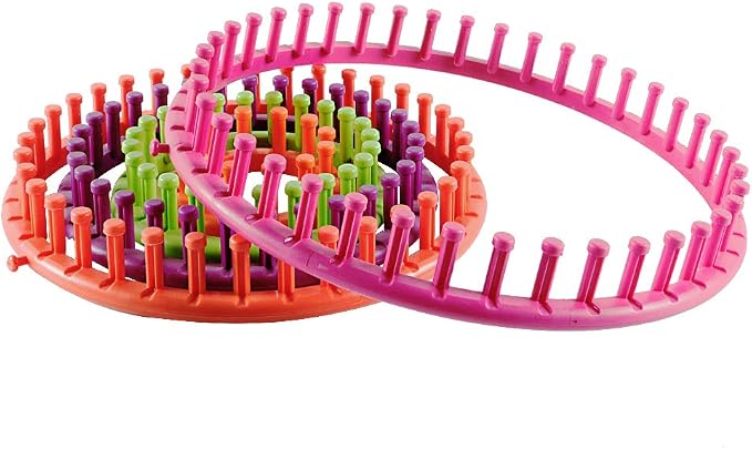novelinks Round Knitting Looms Set - Set of 5 Plastic Looms Knitting with 1 Knitting Yarn Loom Needle and 1 Plastic Loom Pick (Pack of 2)