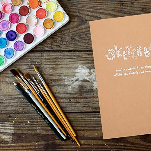 CooLeathor Kraft Cover Drawing Notebook & Sketchbook – Blank Plain Sketch Books – 125g Thick Paper A5 Size, 150x210mm Paper Ideal for Drawing & Sketching- 128 Sheets Each – 180 Degree Opening