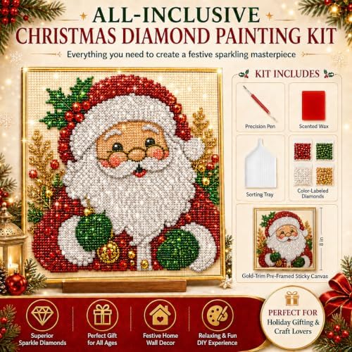 Christmas Diamond Art Kits for Adults,Pearl Art Kits for Adults(8in 1 Pcs)