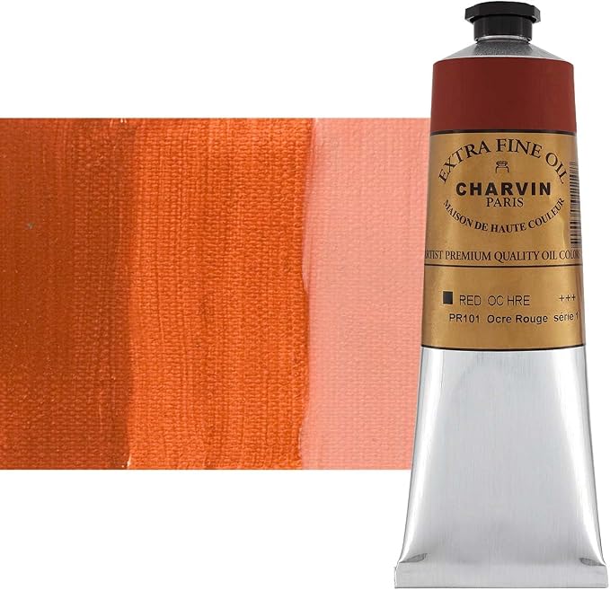 Charvin Extra Fine Oil Paint, Red Ochre 150 ml - Triple-Milled, Rich Texture, Poppy Oil-Based, Light-Fast, Handmade, Archival Quality