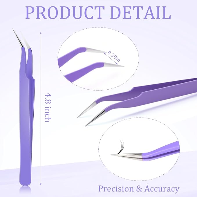 Honoson 9 Pcs Curved Pointed Craft Tweezers Precision Tweezer,Purple