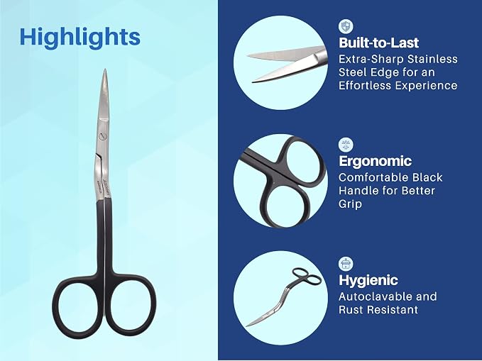 ARTMAN INSTRUMENTS Bent Handle Curved Embroidery Scissors - 6 Inch Curved Applique Scissors for Machine Embroidery, Fabric Stitches, and Crafting - Premium Stainless Steel with Precision Blades