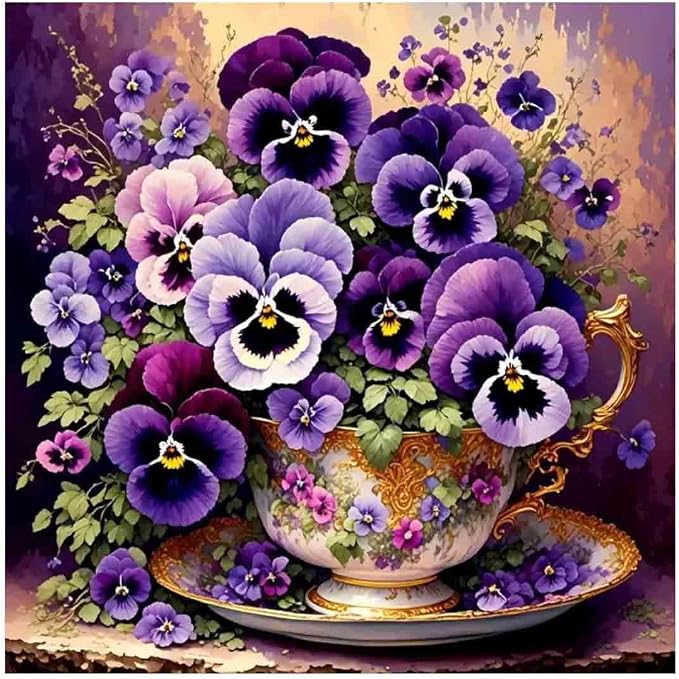 VIGEGU Flower Paint by Numbers Kit for Adults - Butterfly Orchid Paint by Number for Beginner DIY Adult Paint by Number Kits on Canvas,Oil Number Painting Kits for Home Decor 16x16inch