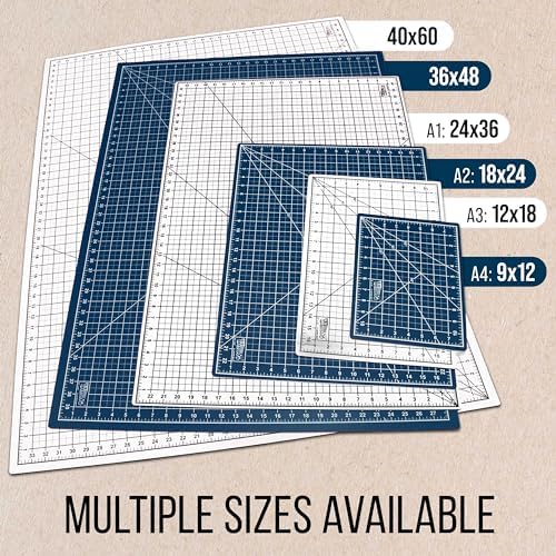 U.S. Art Supply 12"x18" Self-Healing Cutting Mat 5-Ply (2 Pack) White/Blue