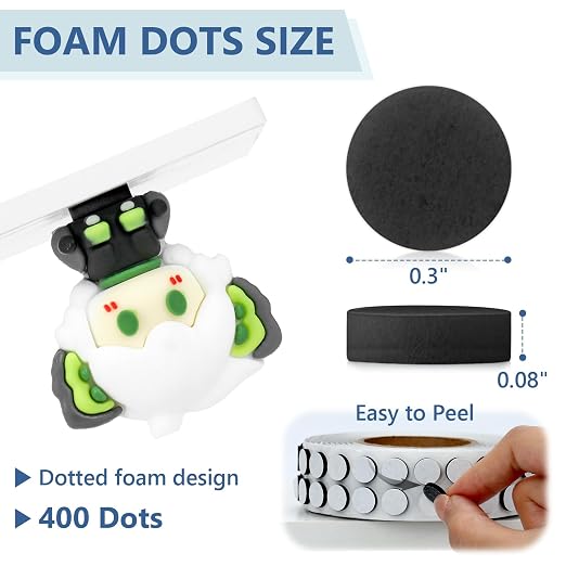 400 PCS 2mm Double Sided Foam Dots 0.3" Foam Round Dots 3D Foam Tape Craft Double Sided Dual Adhesive Foam Mounts Foam Pop Dots For Art Crafts Diy Handmade Scrapbook(Black,0.3" Diameter,2mm Thick)