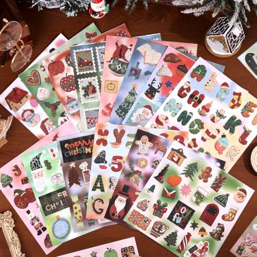 750 Pcs Stickers for Scrapbooking,Christmas Self-Adhesive Scrapbook Sticker