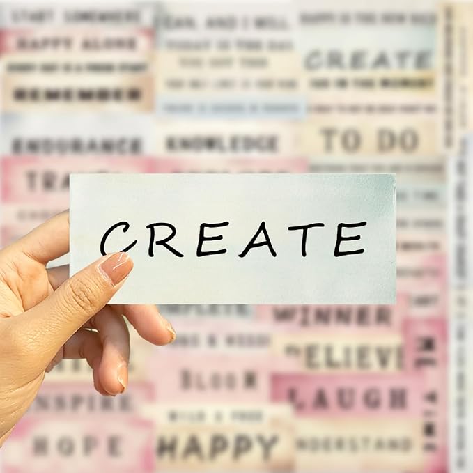 50PCS Boho Word Stickers, Motivational Stickers for Scrapbook