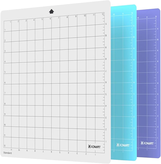 XINART Cutting Mat for Silhouette Cameo 4/3/2/1(3 Mats-Standard、Light、Strong，12X12 inch) Adhesive Sticky Accessories Craft Vinyl Replacement Cut Mats for Silhouette Cameo
