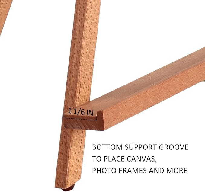 Beechwood 25" Tabletop Easel Display Stand for Painting | Holding Canvas Up to 22 1/2 Inches High, A-Frame Artist Tripod with Rubber Feet, Portable Photo and Sign Holder