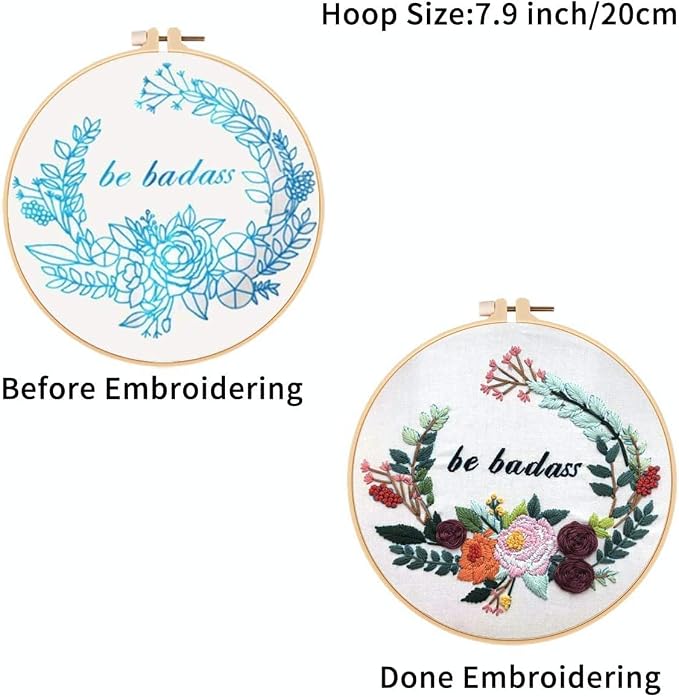 Louise Maelys Inspirational Flower Embroidery Kit for Beginners Handmade | Complete Set with Cross Stitch Kits for Adults to Explore DIY Crafts. Needlepoint Kit for Handmade Gifts