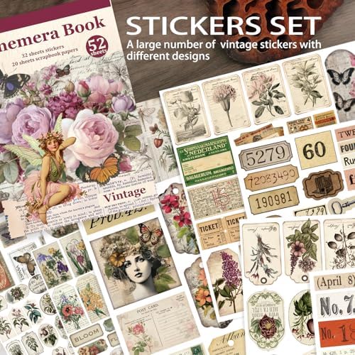 Vintage Sticker Book Washi Paper Aesthetic Journaling Scrapbook Stickers