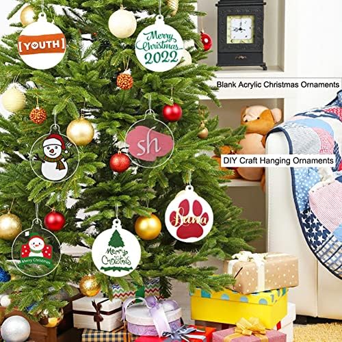 20Pcs 4 Inch Clear Acrylic Christmas Ornaments Blank 2025 Unfinished Round Acrylic Christmas Ornaments for DIY Craft Hanging Ornaments for Christmas Tree Decoration Xmas Day Home Party Decorations