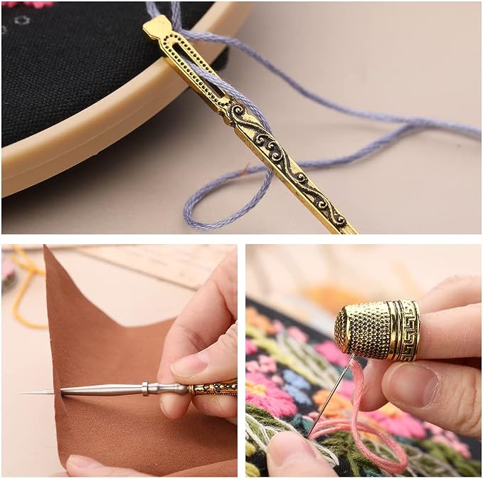 BUTUZE Embroidery Scissors Kit,European Antique Vintage Sewing Kit,Complete Vintage Sewing Tools with Embroidery Scissors,Original Case,Sewing Needle Case,Awl for Sewing,Craft,Needlework