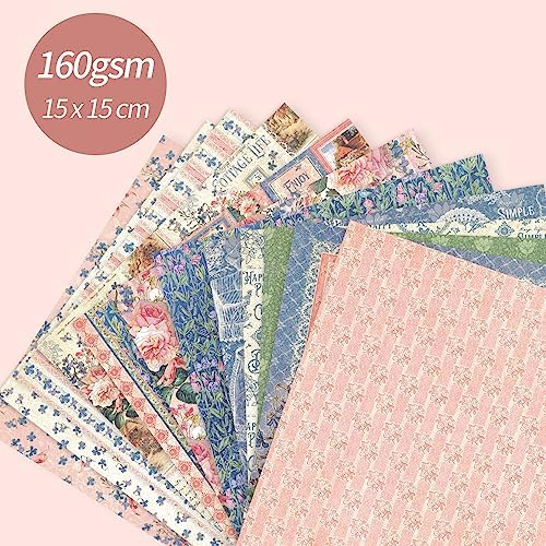 6x6" Cardstock Single Sided Scrapbooking,Craft Decorative Scrap Book Paper | 160gsm,24-Sheet 12Patterns Colored Paper,Junk Journal Supplies,Vivid Origami Papers DIY Craft Gift Wrapping Album.GardenPlant