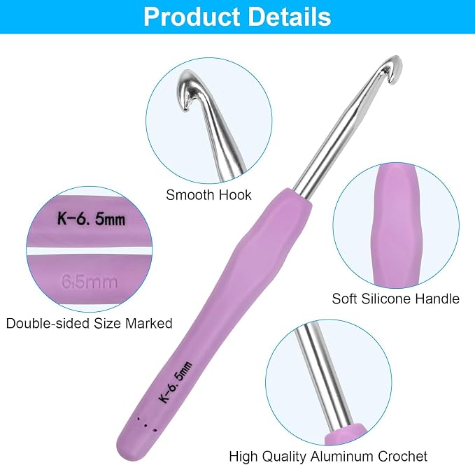Crochet Hooks 9 Sizes Crochet Hook Set, 49 Pack Yarn Crochet Kit for Beginners, Knitting Needles with Ergonomic Handles for Arthritic Hands, Crochet Needle Kit with Blue Case for Crocheters