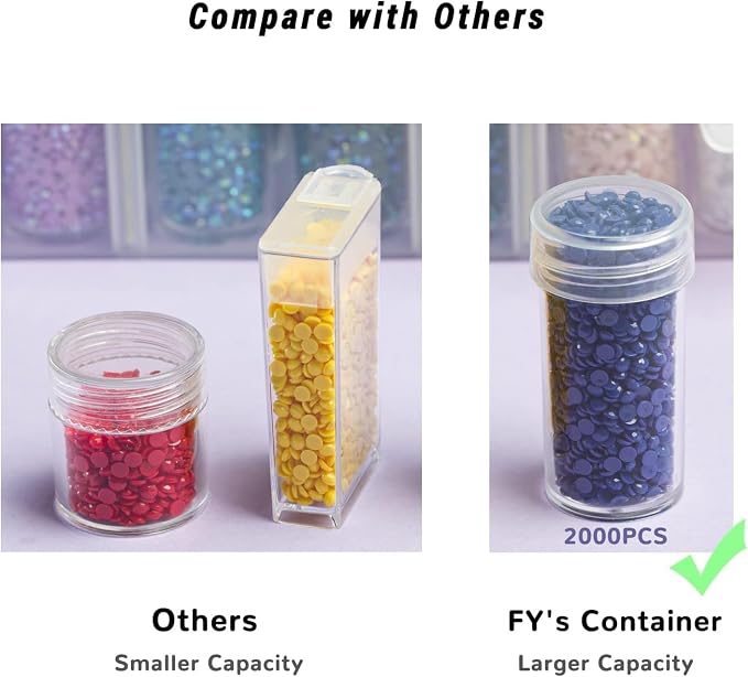 Foreveryoung 2-Pack Diamond Art Storage Containers, 120-Grid Bead Organizer | Store your diamond art beads neatly with the organizer, keeping diamonds tidy. Diamonds not included. Includes free labels.