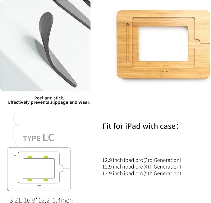 AFOOYO Wooden Tablet Drawing Stand - Adjustable 5 Angles for Laptop,Book Reading Stand, Compatible with 12.9/13inch iPad Pro with iPad Case Version(3rd - 7th Gen)