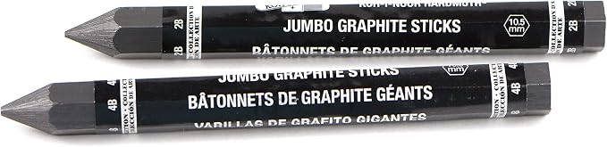 Koh-I-Noor Jumbo Graphite Stick Set, 2B and 4B Degrees, Pack of 2 (FA8971.2BC)