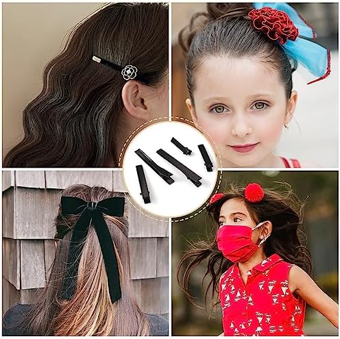 100Pcs Black Alligator Hair Clips 5 Sizes Metal Barrette Hair Clips Single Prong Hairpins for Bows Hair Accessories Making, 35/46/56/65/77mm