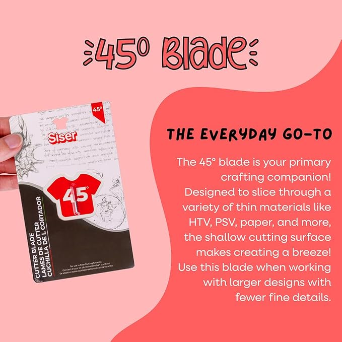 Siser 45 Degree Blade - Compatible with The Siser Blade Housing - Perfect Cuts On Vinyl, Cardstock and Other Lightweight Materials