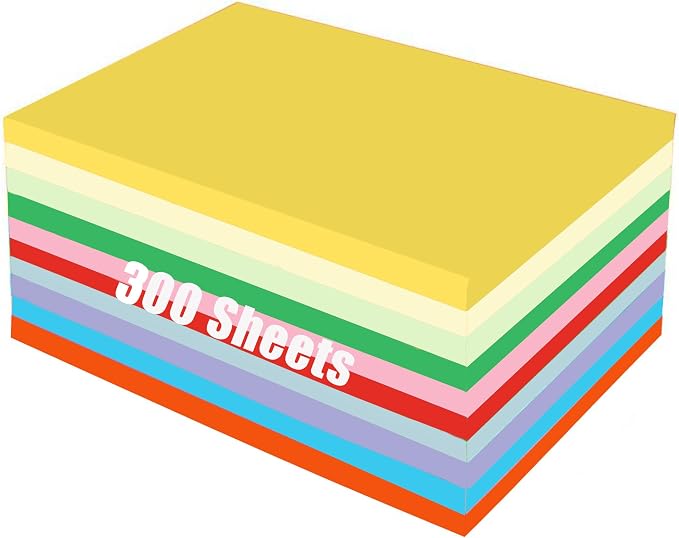 300 Sheets Colored Paper A4 Origami Printer Copy Multipurpose Printing Paper for DIY Craft Scrapbook Office 8.3" X 11.7", 10 Assorted Colors（70 gsm）
