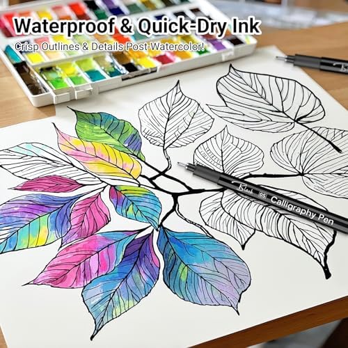 KERIFI Micro Fineliner Drawing Pens for Artists, 16 Black Fine Liner Markers, Waterproof Archival Ink Multiliner Pens, Technical Mandala Zentangle Book Accessories, Art Supplies Stuff Gifts for Adults