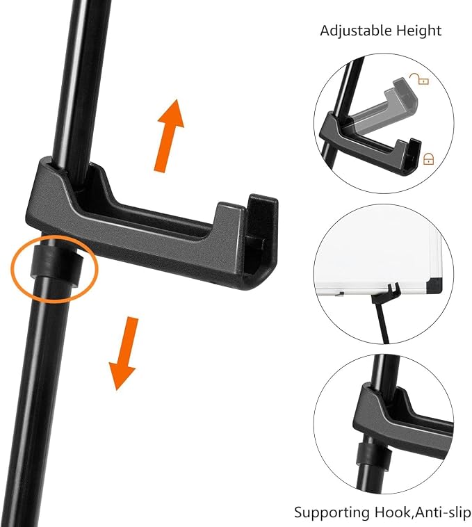 Amazon Basics Easel Display Stand, Instant Floor Poster, Lightweight, Collapsible and Portable with Tripod Base, Black Steel (Supports 5 pounds) (Pack of 2)