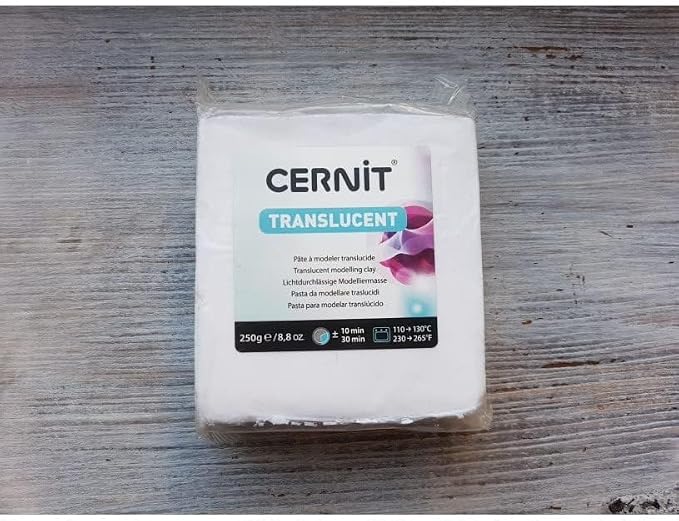 Cernit Transparant Clay White 0.55 Lb, 250g - Polymer Clay Dough - Ovenable - Leaves No Trace