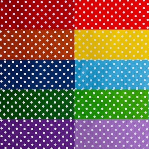 10"x10" 50pcs Cotton Fabric Squares for Sewing Quilting Supplies- Polka Dot