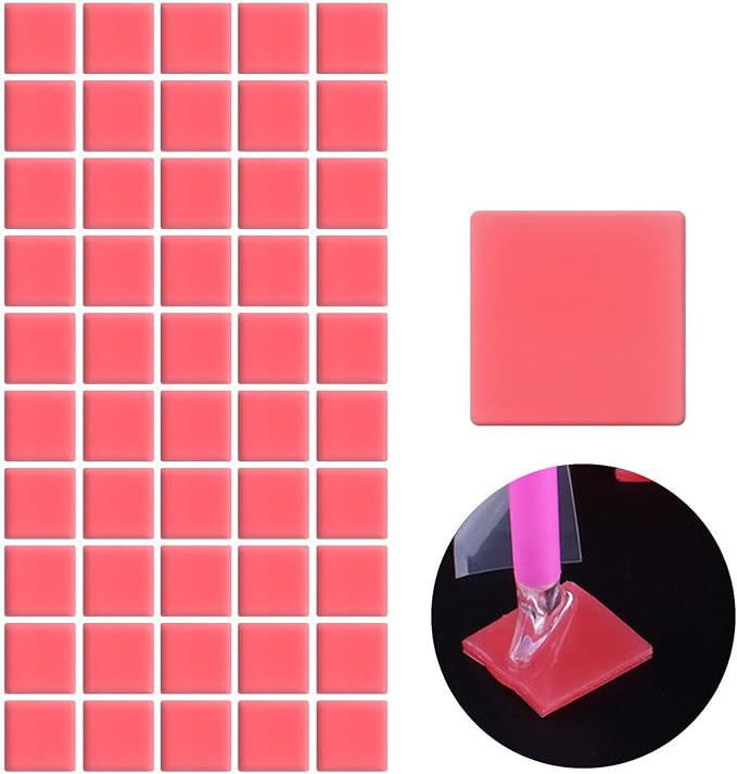 FEBSNOW 60Pcs Painting Glue Clay DIY Diamond Embroidery Wax Tool Set | Diamond Art Wax Pads, Red Color Putty, Wax Refills for Crafters, Diamond Art Painting Accessories and Tools