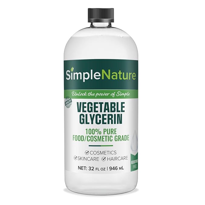 Simple Nature 100% Pure Vegetable Glycerin - 32 oz - Natural Pure Food/Cosmetic Grade for Skincare, Haircare, Cosmetics, Soapmaking, Crafts - Softening & Moisturizing Multipurpose Humectant