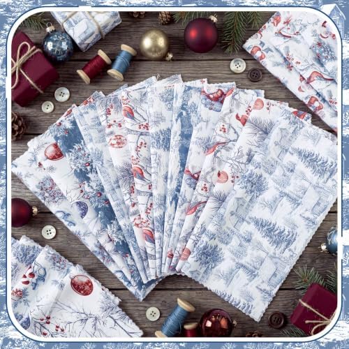 HunnmingRe 20 Pcs 10''x10'' Dusty Blue Christmas Quilting Fabric Squares