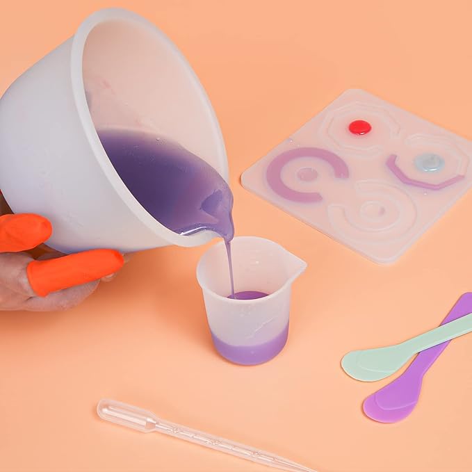 Silicone Resin Measuring Cups, 600ml with Stir Sticks