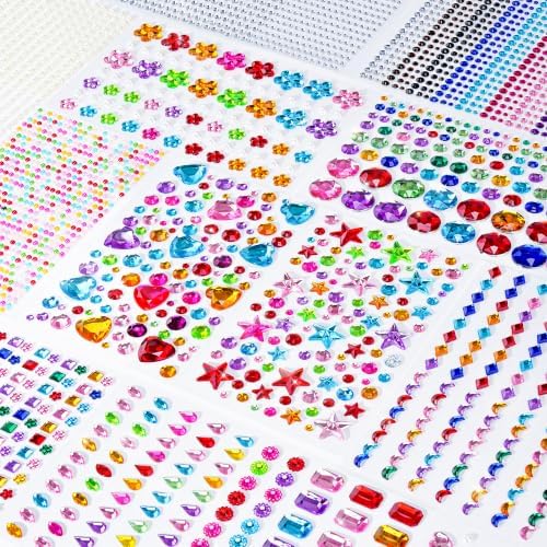 6000PCS Gem Stickers, Self Adhesive Rhinestone Jewel Stickers for Crafts