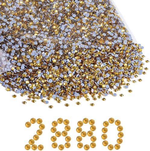 Beadsland Hotfix Rhinestones Bulk, Topaz, SS30, 2880pcs