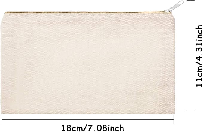 meekoo 16 Pcs Blank Canvas Zipper Pouch Makeup Bag,S;Beige
