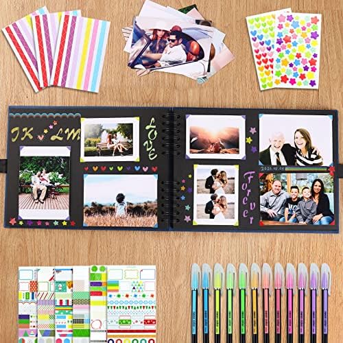 Vienrose Scrapbook Album 80 Pages 11x8 Inch Black | Kraft Paper, Diy Photo Album With Accessories, Memory Book, Wedding Birthday Travel Valentine