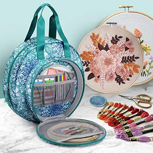 FINPAC Embroidery Project Bag, Embroidery Kits Storage Carrying Tote Bag