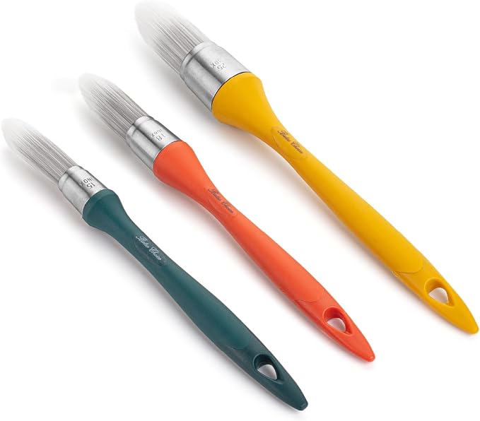 Bates- Trim Paint Brush, 3 pcs, 5/8”, 3/4” and 1”, Ergonomic Handles, Sunset Coastline Colors, Trim Brushes for Painting